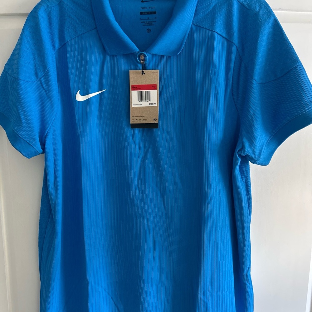 NWT Nike Court Slam 1/4 Zip Tennis Polo Pacific Blue HQ0792-435 SZ Large $105